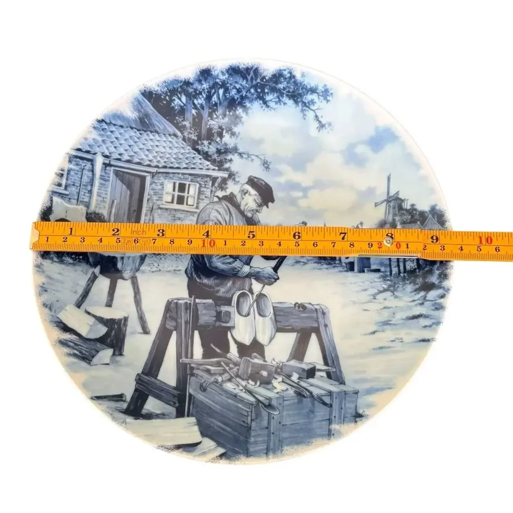 Vintage Delft Hand Decorated Holland Plate Dutch Clog Maker Windmill 9”